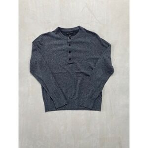 Banana Republic Mens Gray Cotton Blend Henley Sweater Medium Long Sleeve Knit